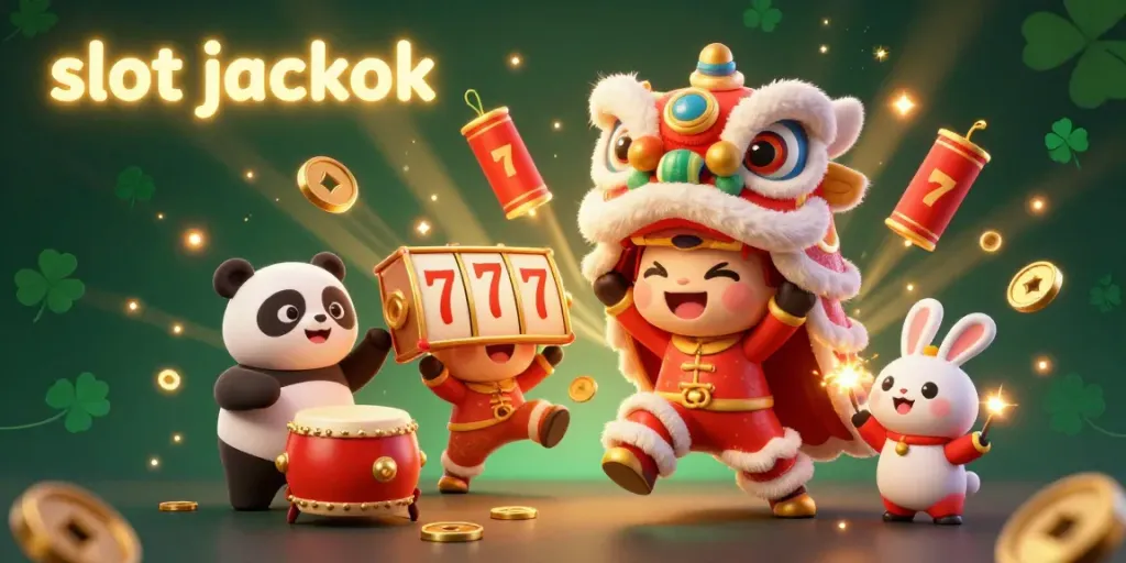 Experience the thrill of slot jackpot wins with festive characters and vibrant casino elements.